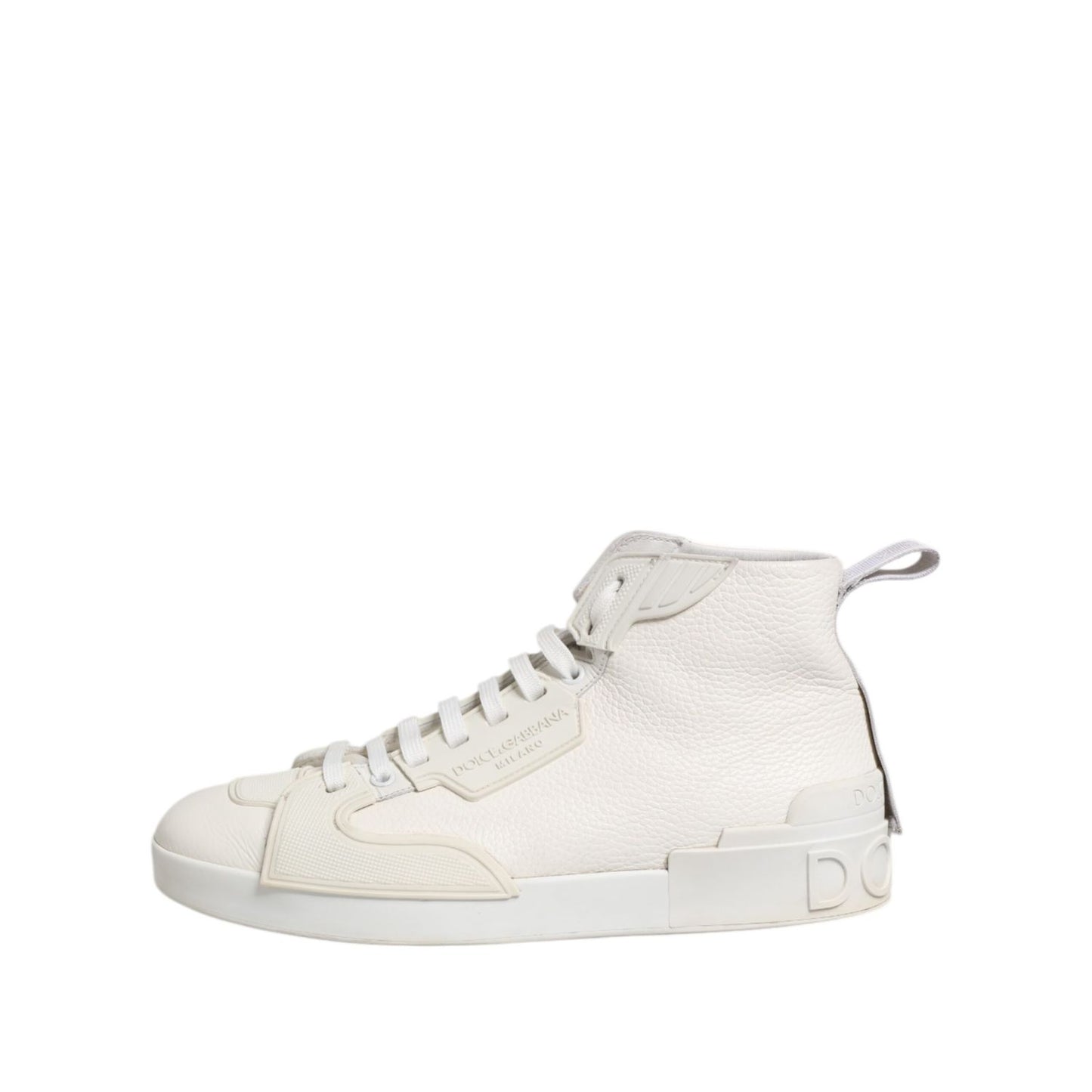 Dolce & Gabbana White Leather Mid Top Sneakers Shoes