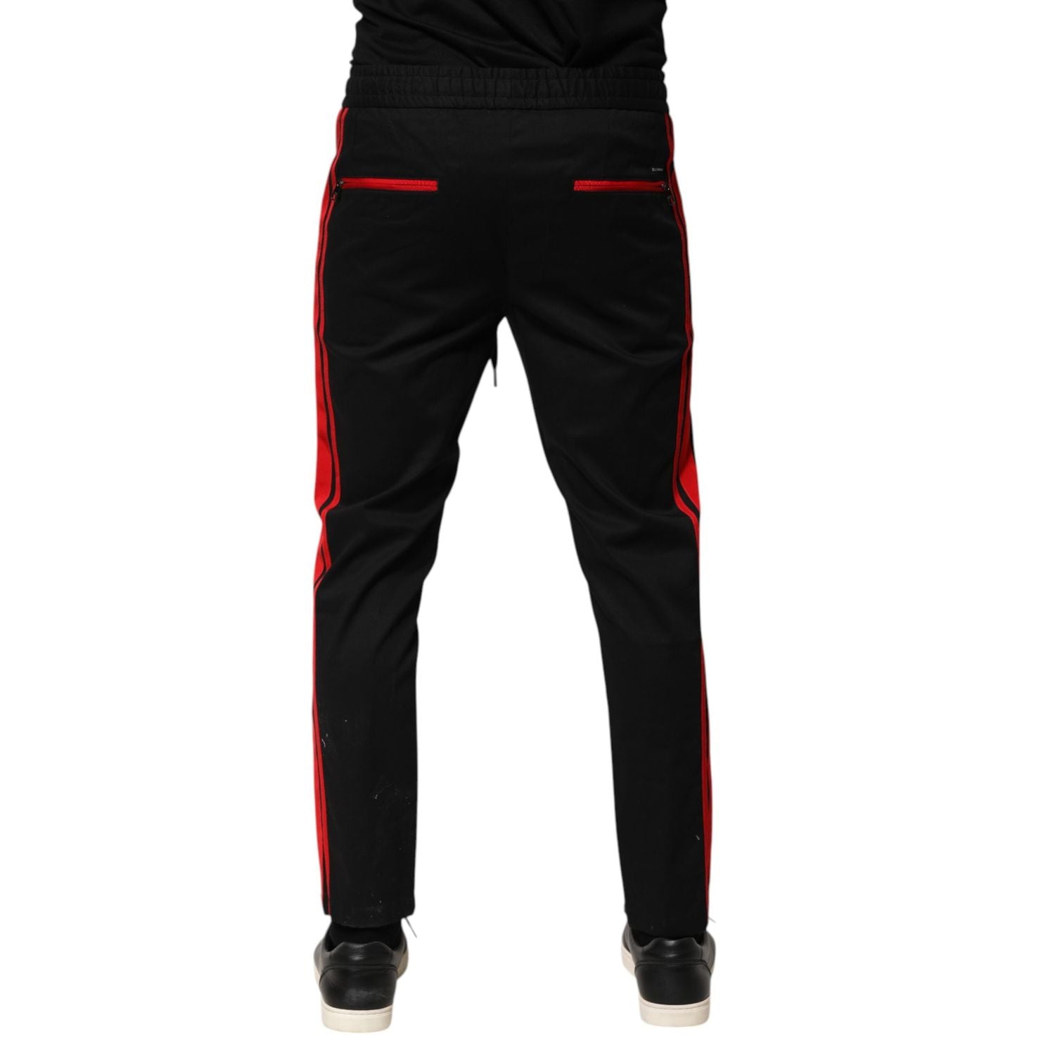 Dolce & Gabbana Red Stripe Cotton Logo Jogger Sweatpants Pants