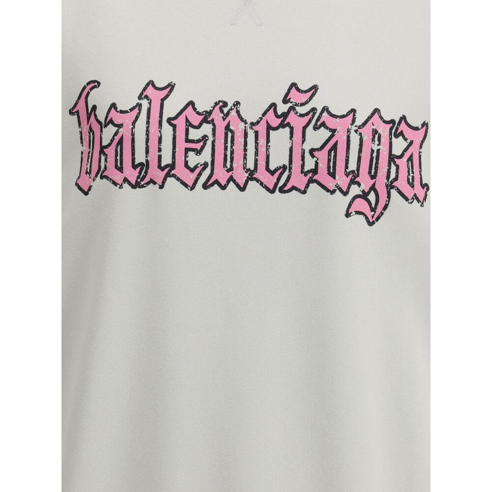 Balenciaga Multicolor Cotton Sweatshirt with printed logo and ribbed collar, showcasing urban fashion style for a contemporary look.