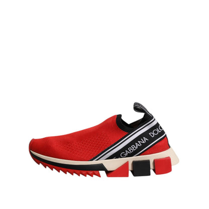 Dolce & Gabbana Red Sorrento Slip On Low Top Sneakers Shoes