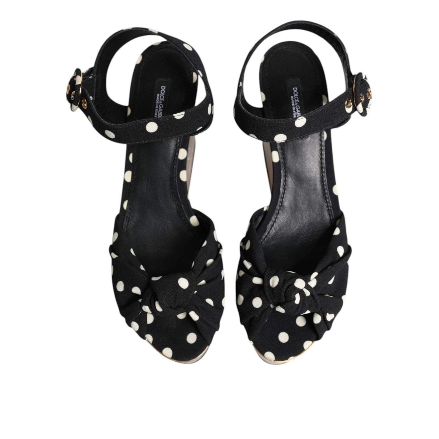 Dolce & Gabbana Multicolor Fish Polka Dot Wedge Sandals Shoes