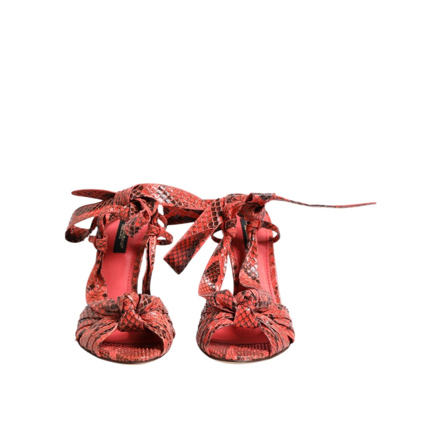 Dolce & Gabbana Coral Python Leather Heels Sandals Shoes