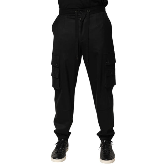 Dolce & Gabbana Solid Black Cargo Jogger Men Sweatpants Pants