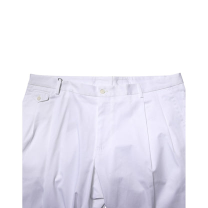 Dolce & Gabbana White Cotton Dress Slim Formal Trouser Pants