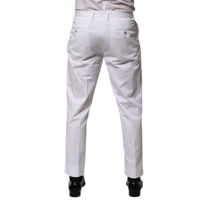 Dolce & Gabbana White Cotton Dress Slim Formal Trouser Pants