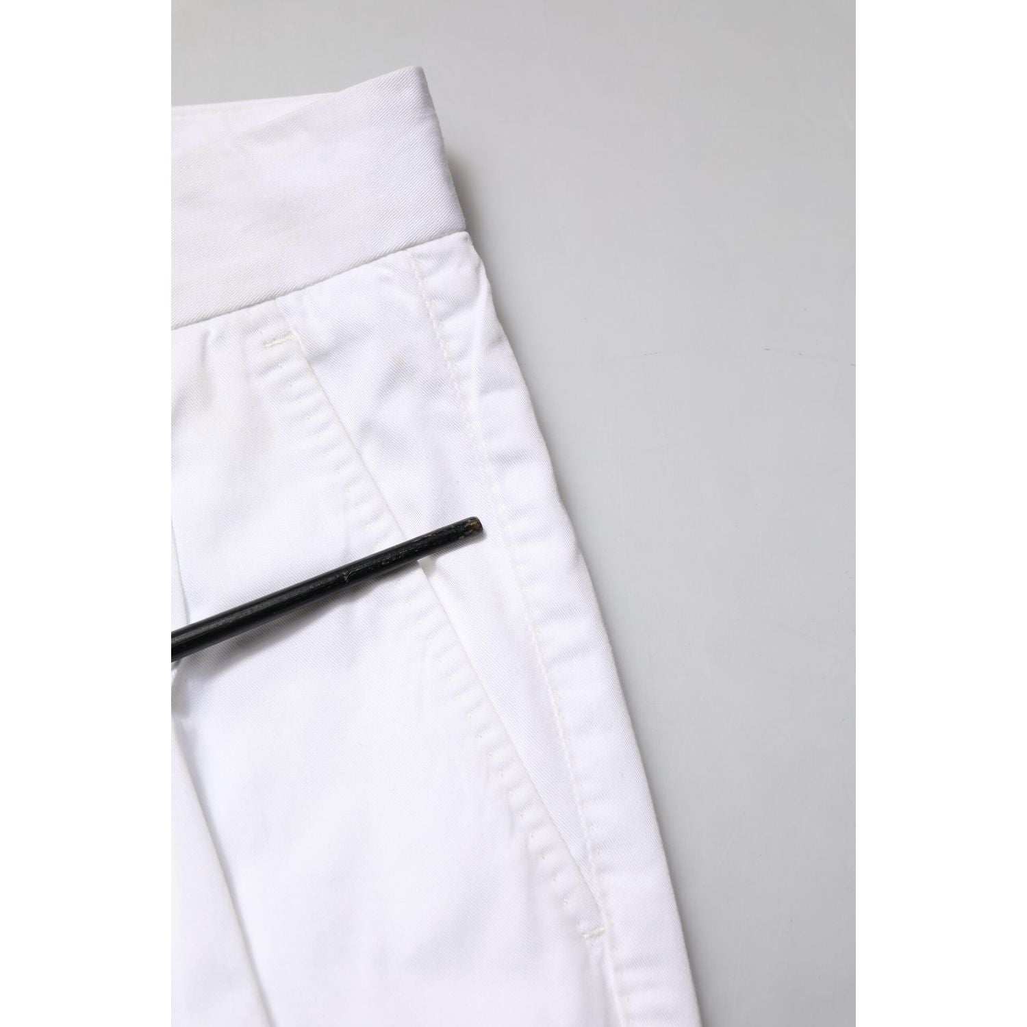 Dolce & Gabbana White Cotton Dress Slim Formal Trouser Pants