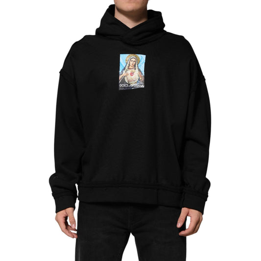 Dolce & Gabbana Black Printed Hoodie Crystal Embellished Jacket