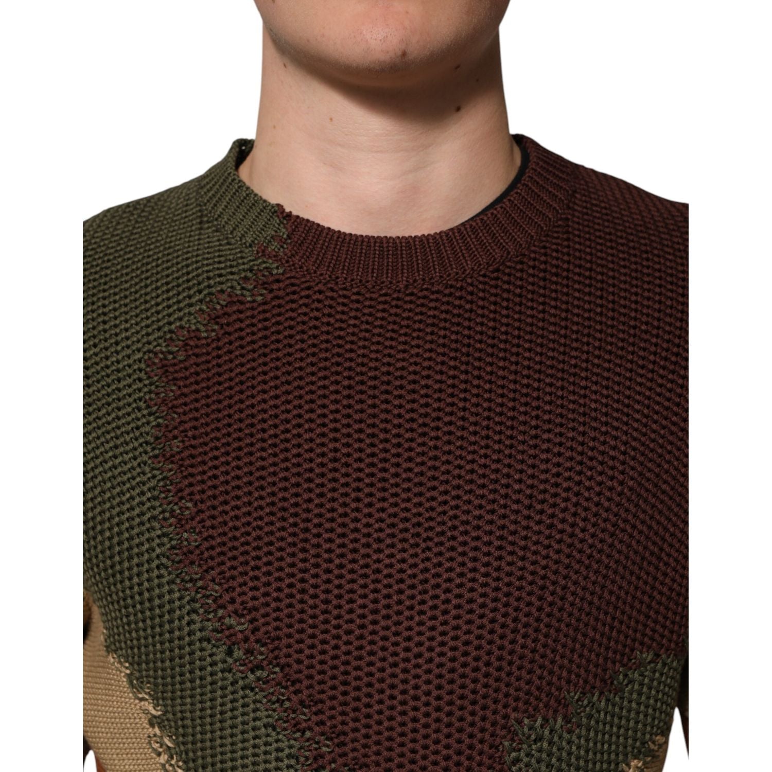Dolce & Gabbana Multicolor Cotton Abstract Men Pullover Sweater