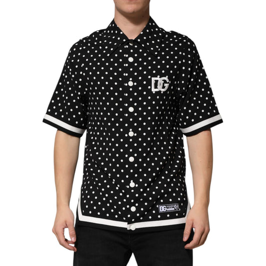 Dolce & Gabbana Black Polka Dot Short Sleeves Collared Polo T-shirt