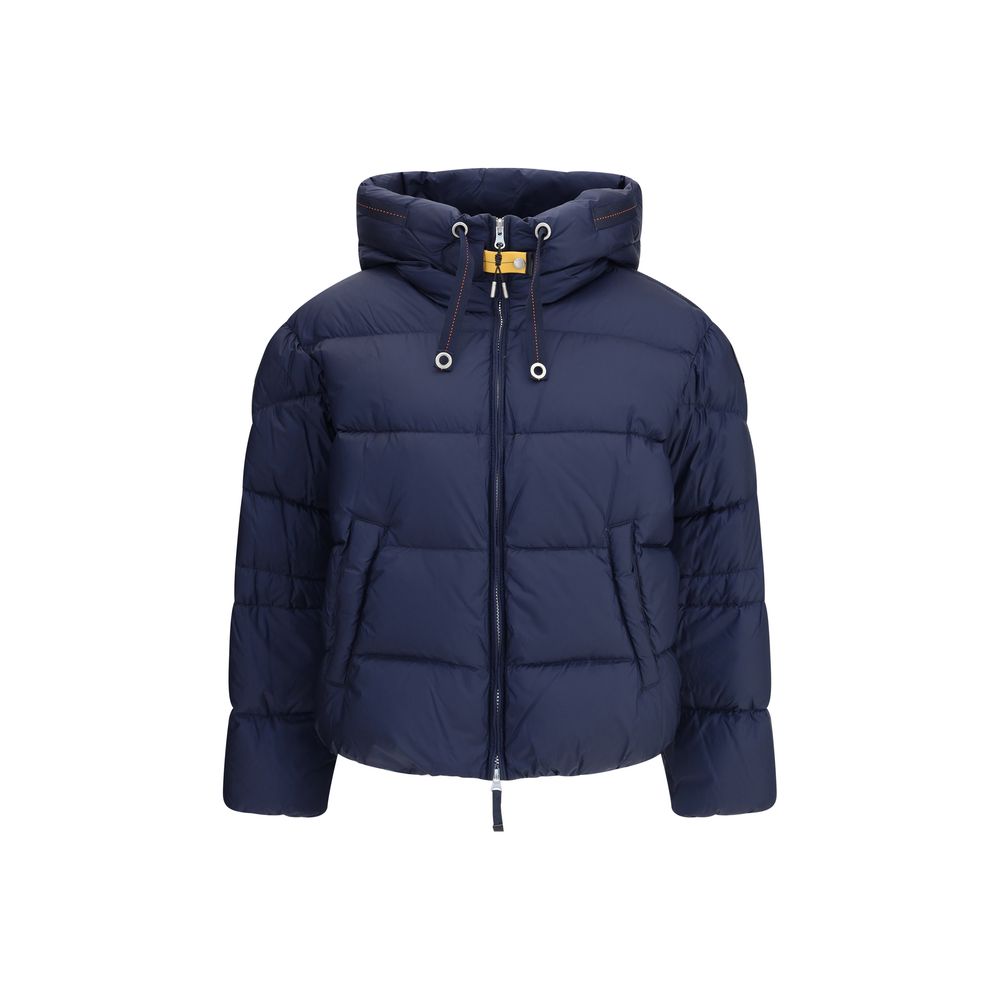 Parajumpers Blue Nylon Full-Length Jacket with hood and zipper, stylish and functional winter wear.