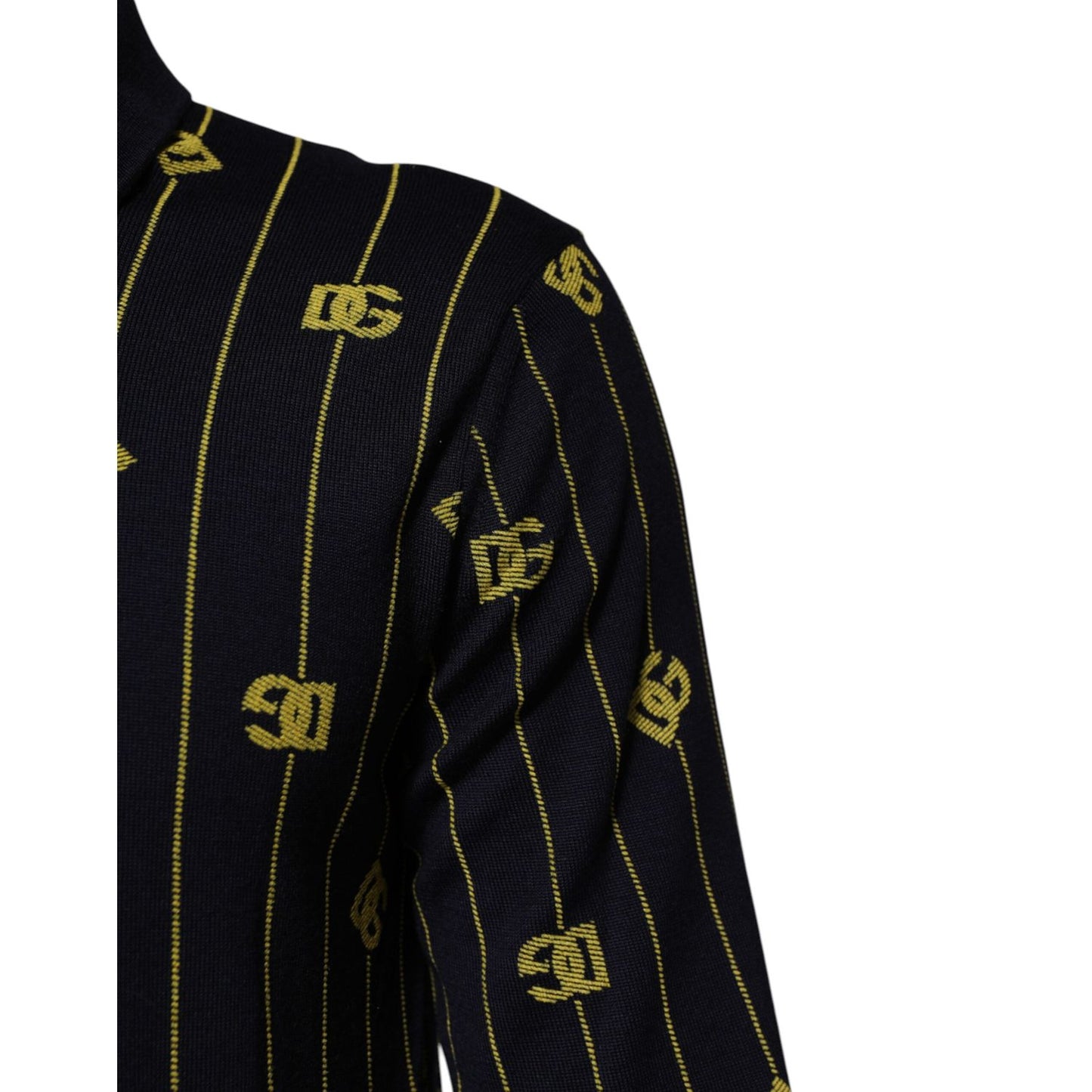 Dolce & Gabbana Black Logo Jacquard Knitted Polo Shirt T-shirt