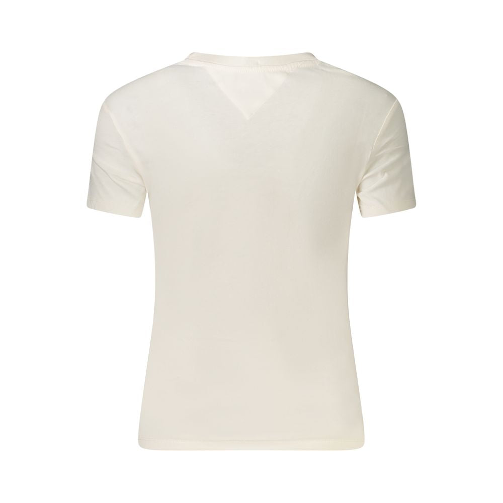 Tommy Hilfiger White Cotton Women T-Shirt back view showcasing sustainable style.