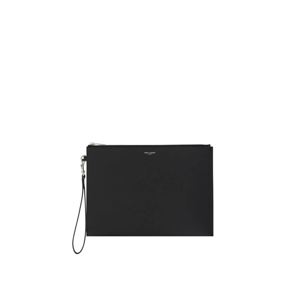 Saint Laurent Black Calf Leather Bos Taurus Other Accessories, iPad holder with zipper closure and monogram, 100% calf leather.