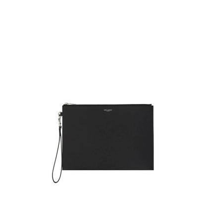 Saint Laurent Black Calf Leather Bos Taurus Other Accessories, iPad holder with zipper closure and monogram, 100% calf leather.