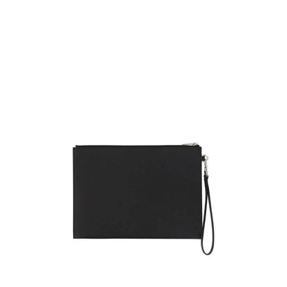 Saint Laurent Black Calf Leather Bos Taurus Other Accessories iPad holder with zipper and monogram.