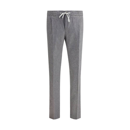 PT Torino Gray Fleece Wool Casual Pants with elastic waistband and pockets, regular fit, made in Italy, composition 90% fleece wool.
