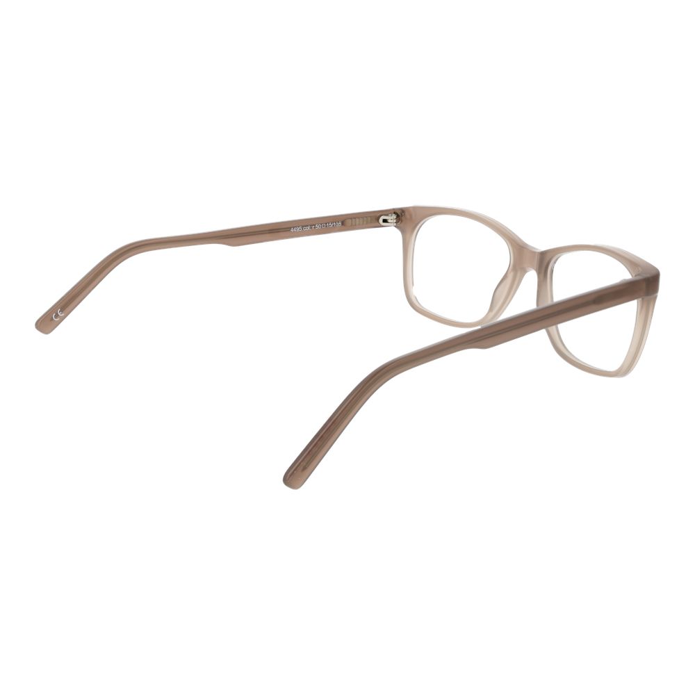 Andy Wolf Beige Unisex Glasses Frame in full-rim acetate with demo lenses, size 50-15-135, shown in a side view.