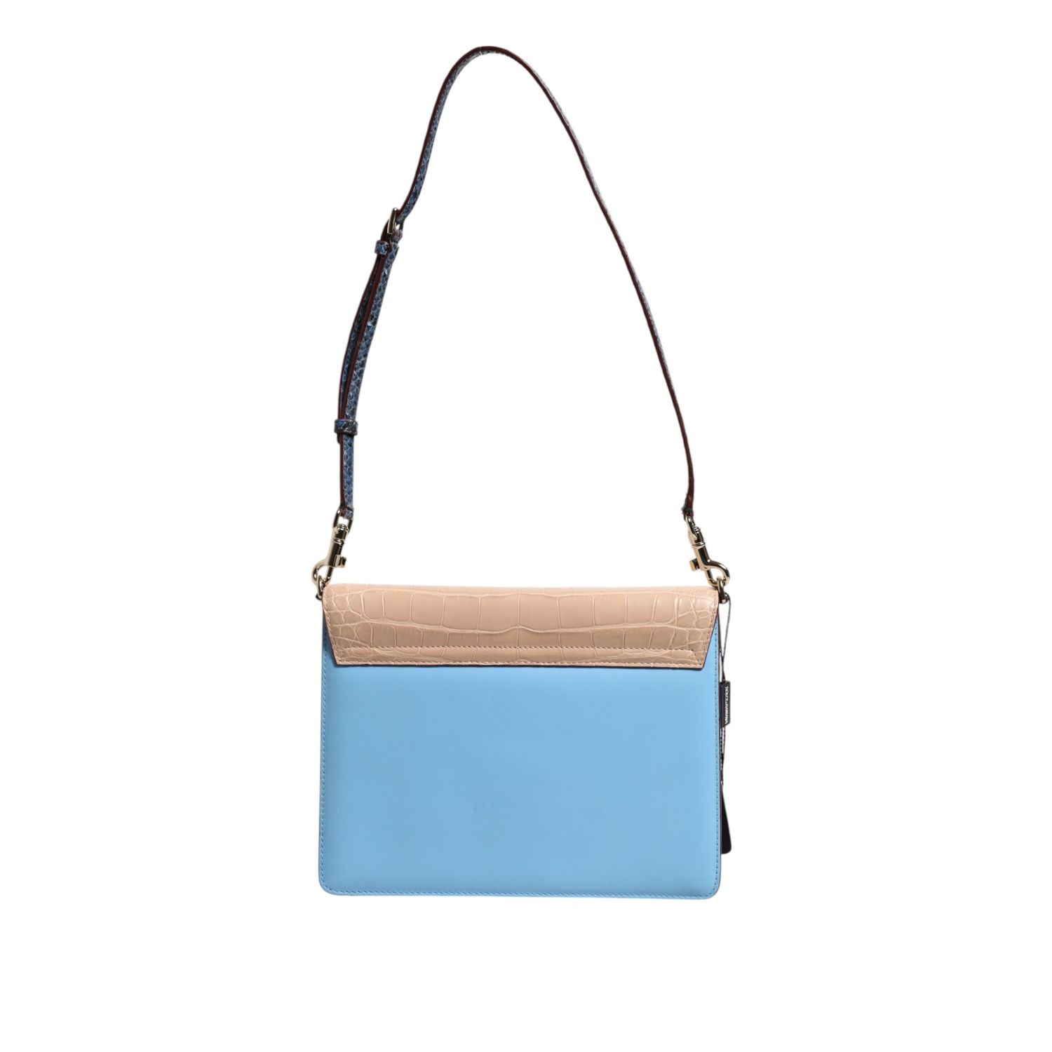 Dolce & Gabbana Blue Beige Exotic Leather LUCIA Crossbody Bag