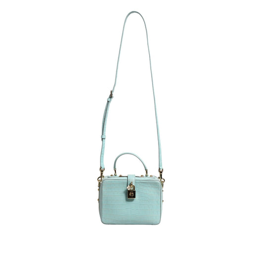 Dolce & Gabbana Mint Green Embossed Leather Padlock Shoulder Bag BAG4729