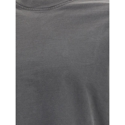 Agolde Gray Cotton Long Sleeve T-Shirt with ribbed crew neck and elasticized cuffs, soft jersey material, AW25 season.