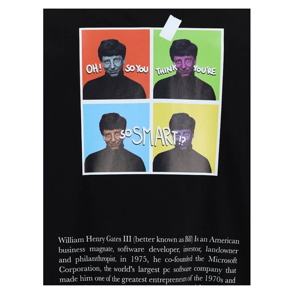 Pop art image of a man's face in four color variations with text saying 'Oh! So you think you're smart?' and informative text below.