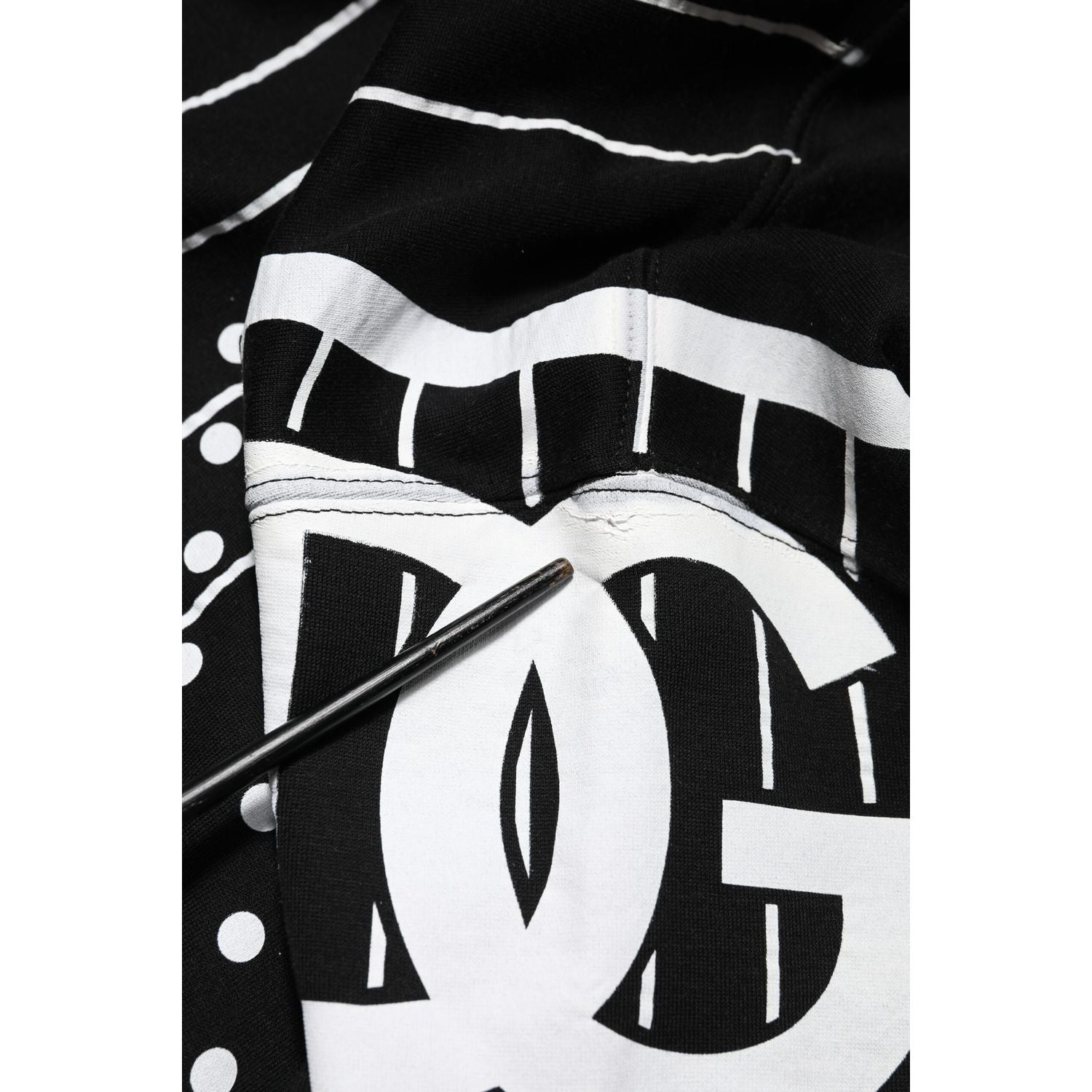 Dolce & Gabbana Black Stripes Hooded Men Sweatshirt Sweater