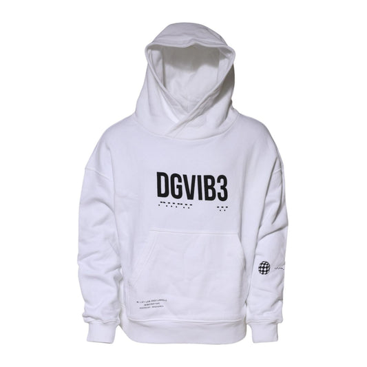 Dolce & Gabbana White DG Vib3 Hooded Men Sweatshirt Sweater TSH90753-48