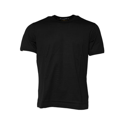 Dolce & Gabbana Black Cotton Logo Print Crew Neck T-shirt