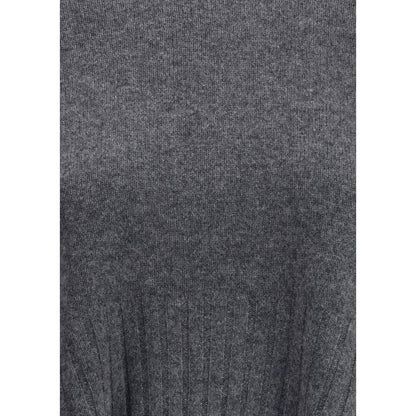 Close-up of Loulou De Saison Gray Cashmere Sweatshirt showcasing soft texture and ribbed design.