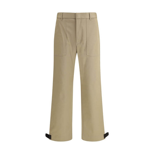 Brioni Beige Cotton Cargo Pants with adjustable leather buckle and functional pockets, offering sophisticated style and comfort.