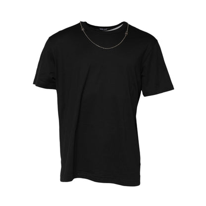 Dolce & Gabbana Black Chain Necklace Cotton Crewneck T-shirt