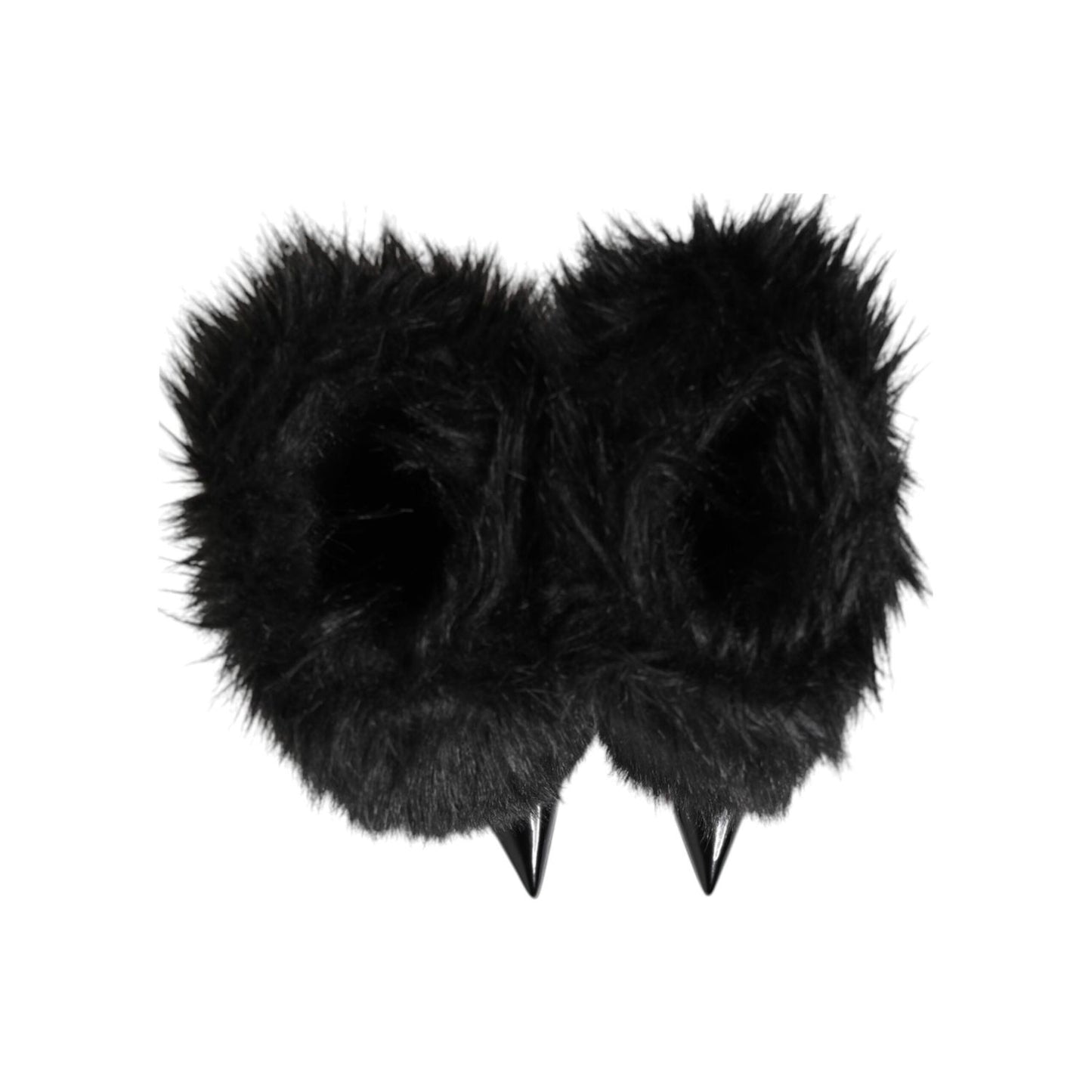 Dolce & Gabbana Black Faux Fur Pointed Knee High Stiletto Boots Shoes