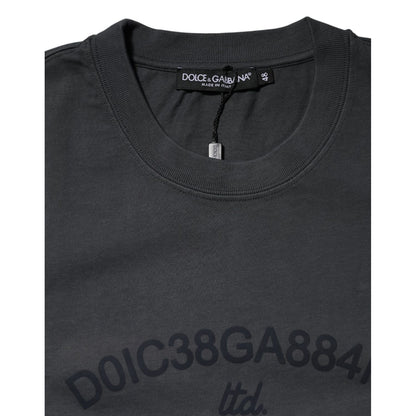 Dolce & Gabbana Gray Logo Graphic Cotton Crew Neck T-shirt