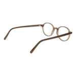 Andy Wolf Beige Unisex Glasses Frame in acetate, oval style, full-rim with demo lenses, shown from side angle.