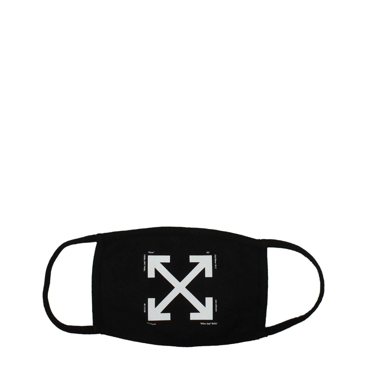 Off-White Black Cotton Facemask with front logo design in 100% cotton, casual style, MPN OMRG001R21JER0061001, code F64430.