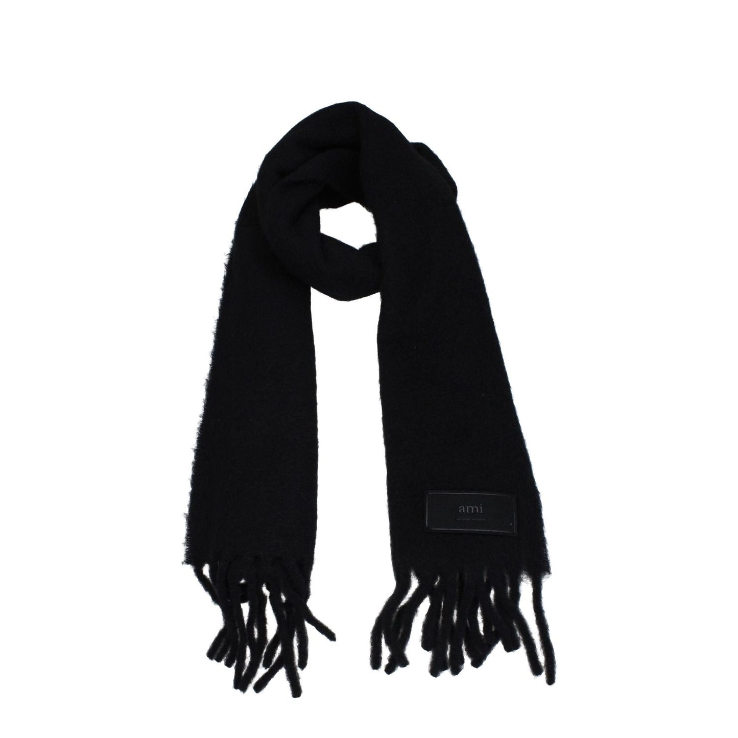 Ami Paris Black Leather Scarf