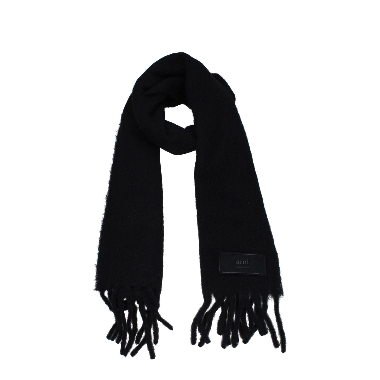 Ami Paris Black Leather Scarf