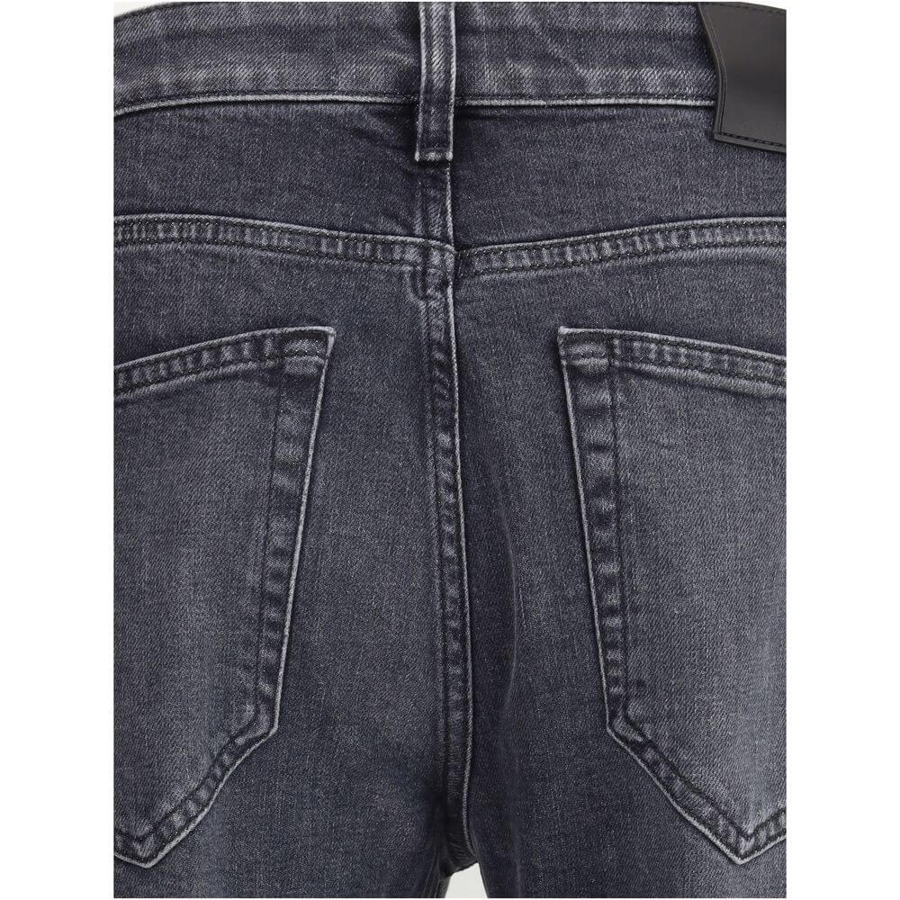 Back view of PT Torino Gray Cotton Slim Fit Jeans showcasing five-pocket design with elegant stitching.