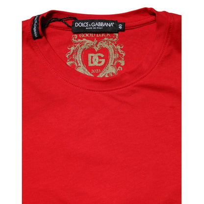 Dolce & Gabbana Red Crew Neck Short Sleeve Casual Tee T-shirt