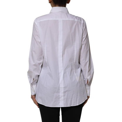 Dolce & Gabbana White Cotton Collared Long Sleeves Shirt Top