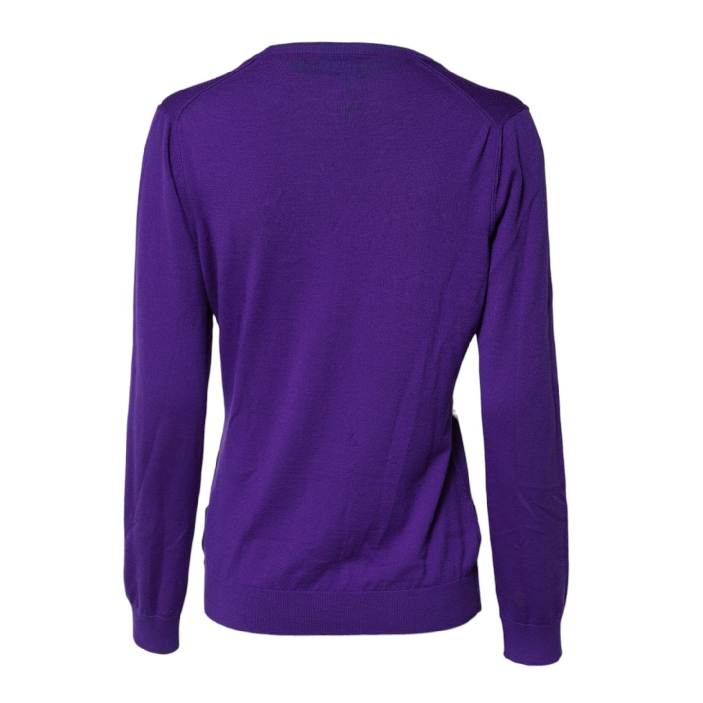 Dolce & Gabbana Purple Wool Knit V-neck Cardigan Sweater