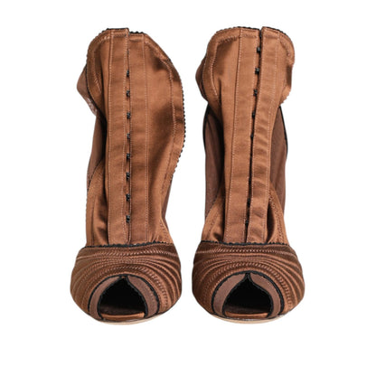 Dolce & Gabbana Brown Bette High Heeled Ankle Boots Shoes