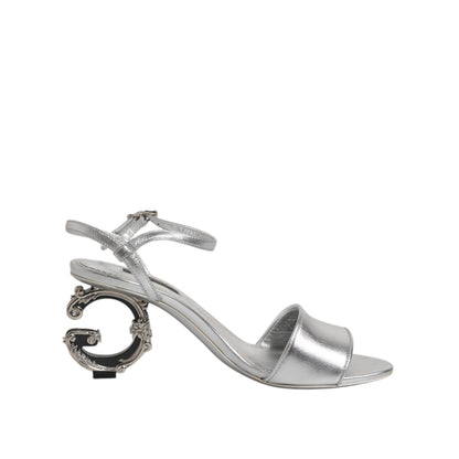 Dolce & Gabbana Silver KEIRA Heels Ankle Strap Sandals Shoes