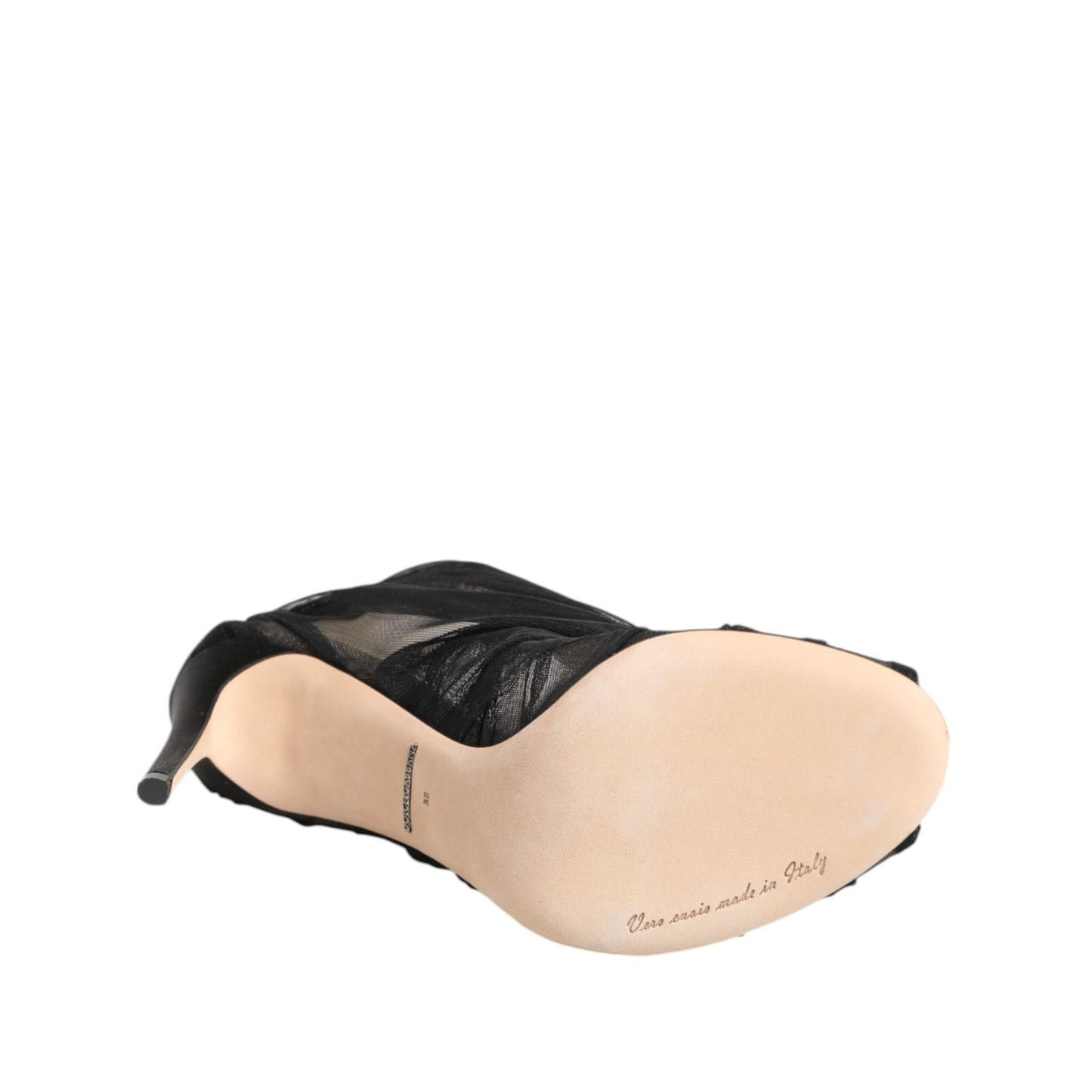 Dolce & Gabbana Black Mesh Stiletto Heels Ankle Boots Shoes