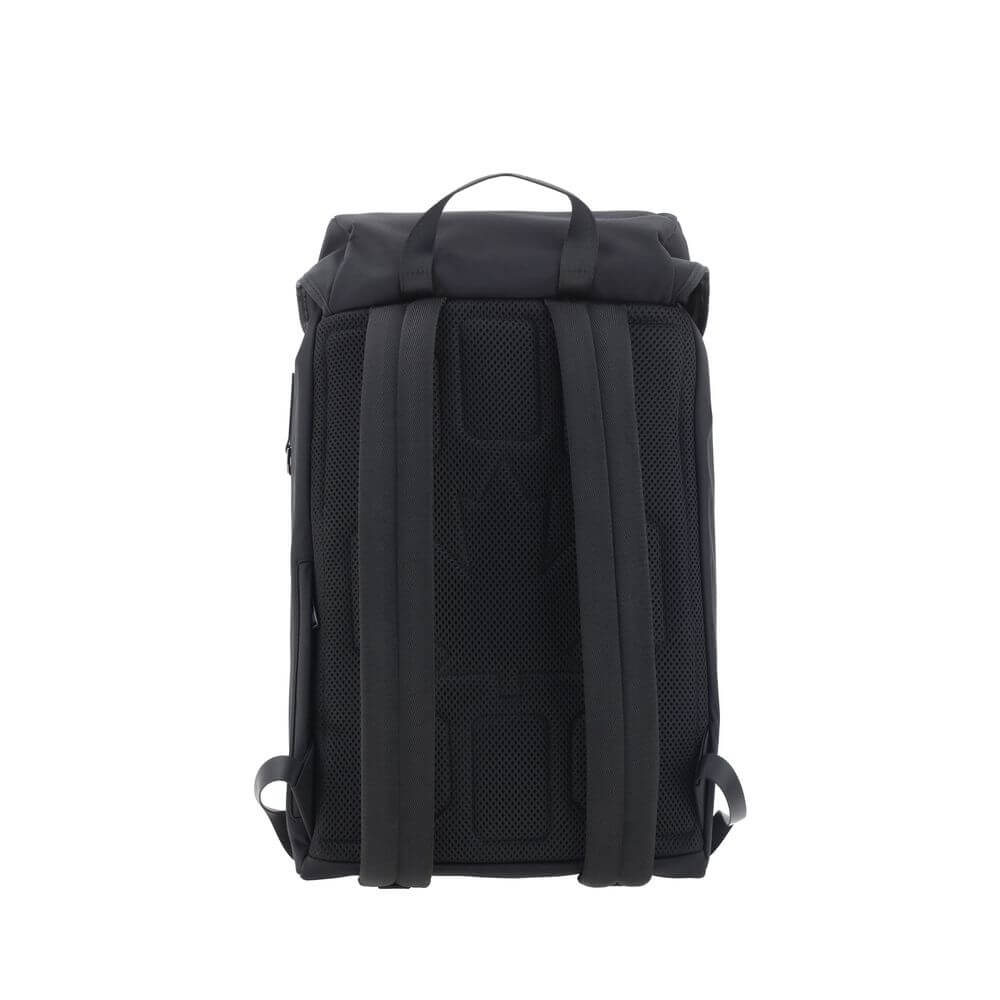 Back view of Dsquared² Black Nylon Backpack with padded adjustable straps and upper handle for comfort and style.