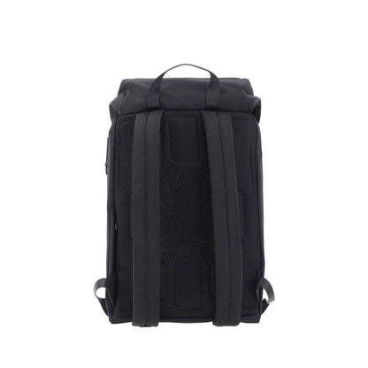 Back view of Dsquared² Black Nylon Backpack with padded adjustable straps and upper handle for comfort and style.