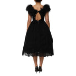 Dolce & Gabbana Black Crystal Embellished Midi A-line Dress DR28246-38