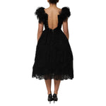 Dolce & Gabbana Black Crystal Embellished Midi A-line Dress DR28246-38