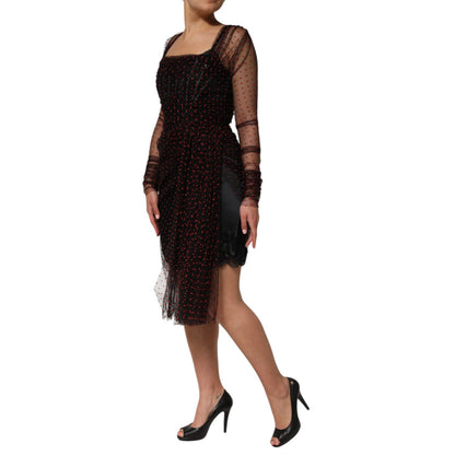 Dolce & Gabbana Black Lace Trim Long Sleeve Sheath Mini Dress