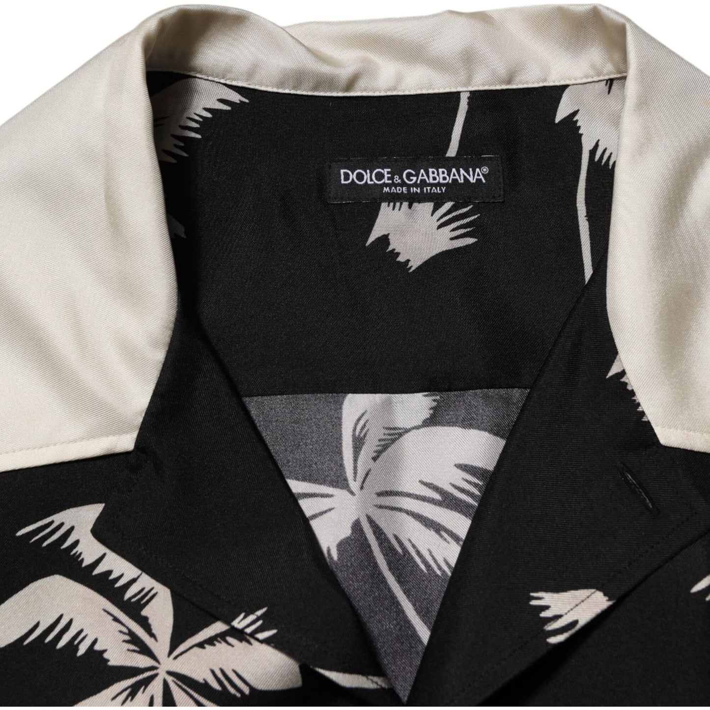 Dolce & Gabbana Black Printed Silk Short Sleeves Casual Shirt TSH90584-41